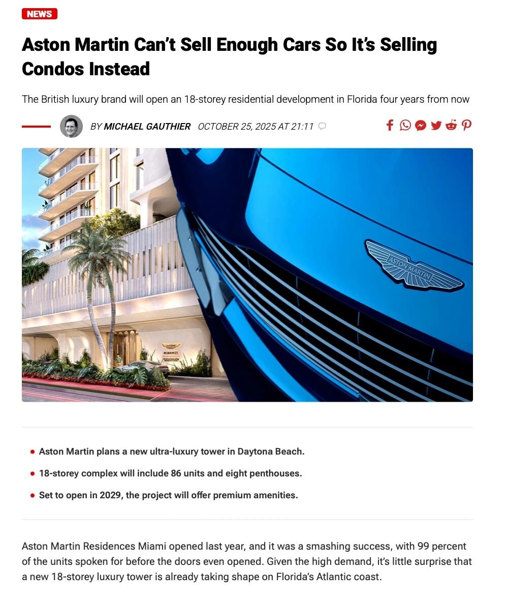 车卖不动？某超豪华品牌美国盖楼卖房去了，最贵超亿元